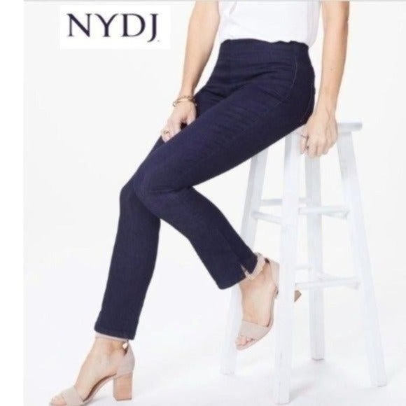 NYDJ Denim - NYDJ Alina Pull On Skinny Ankle Jeans Stretch Dark Blue 4